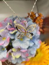 Load image into Gallery viewer, 9ct Two-Tone Gold Butterfly Pendant: Natural Diamond Accent
