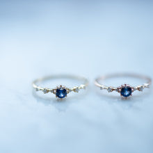 Load image into Gallery viewer, Royal Blue Sapphire Diamond Ring -18k Gold -Valentines Day-Gift-Sale-Petite
