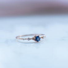 Load image into Gallery viewer, Royal Blue Sapphire Diamond Ring -18k Gold -Valentines Day-Gift-Sale-Petite