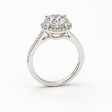 Load image into Gallery viewer, 18K White Gold Halo Engagement Ring with 2.25 Carat Total Weight Diamonds
