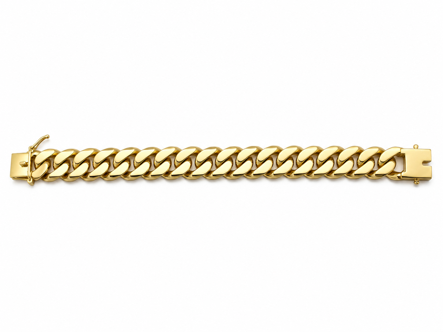Solid 9ct Yellow Gold Cuban Link Wide Bracelet