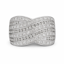 Load image into Gallery viewer, Natural Diamond Swirl Crossover Ring in 9ct White Gold | Wide Pavé &amp; Channel Set Diamond Ring
