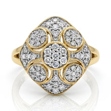 Load image into Gallery viewer, Antique Style Diamond Cluster Ring: 9k Solid Yellow Gold, 0.50 Carat
