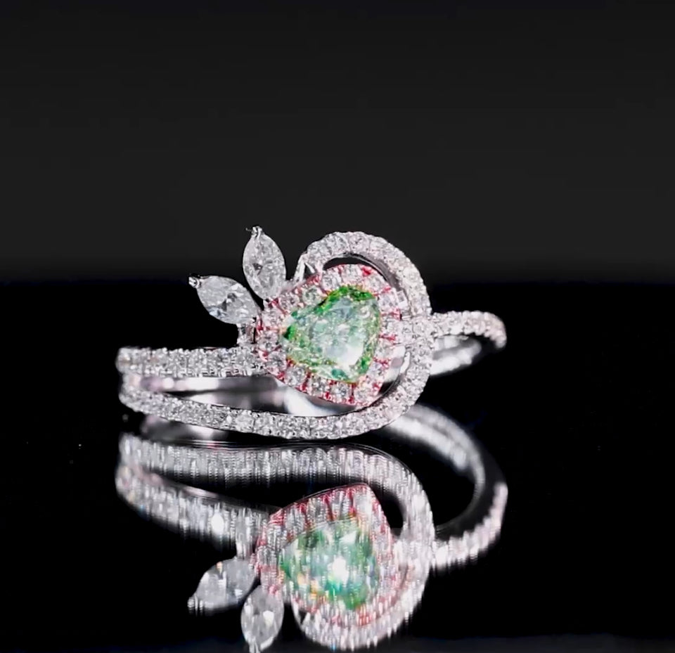 Natural Green Diamond Flower Ring