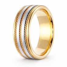 Load image into Gallery viewer, Two Tone 14K White &amp; Yellow Gold Hand Braided Wedding Band Ring
