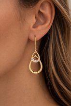 Load image into Gallery viewer, Yellow Gold Drop Earrings with Natural Diamonds, Dangle Earrings | Elegant Teardrop Earrings
