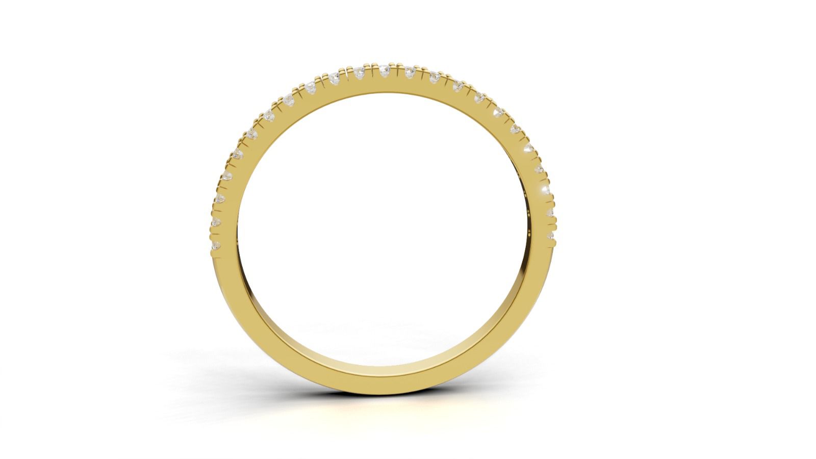 Yellow Gold Half Eternity Band with 23  Diamonds (0.185ct) Cut Claw Setting
