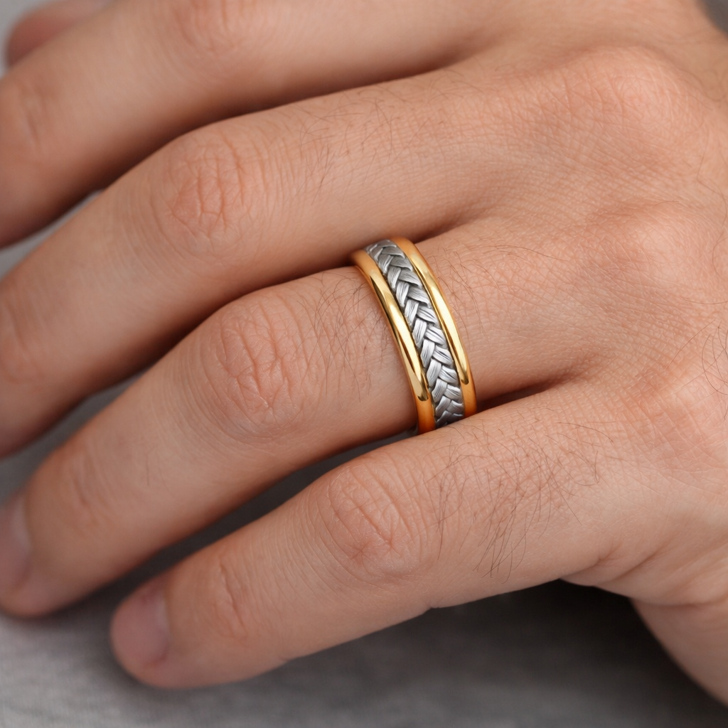 Yellow/White Gold Braided Ring Band