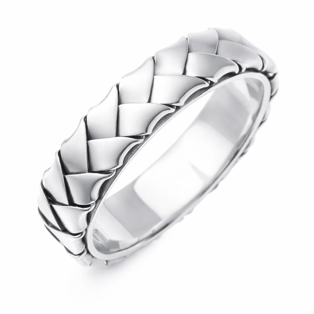 White Or Yellow Gold Hand Braided Ring Band
