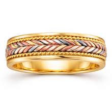 Load image into Gallery viewer, 14K Yellow and Tricolor Hand Braided Cord Ring

