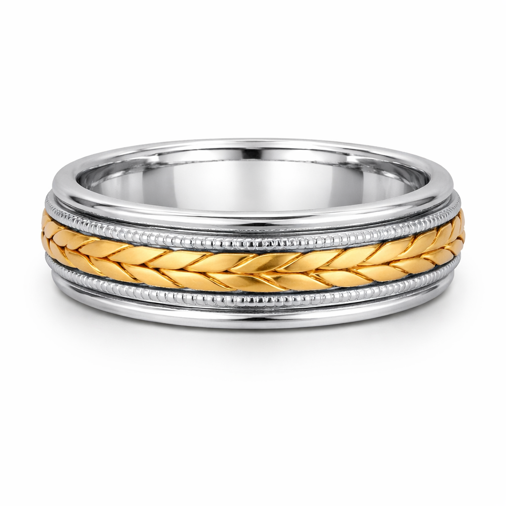 14K Two Tone Gold Braided Wedding Band