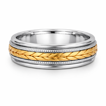 Load image into Gallery viewer, 14K Two Tone Gold Braided Wedding Band
