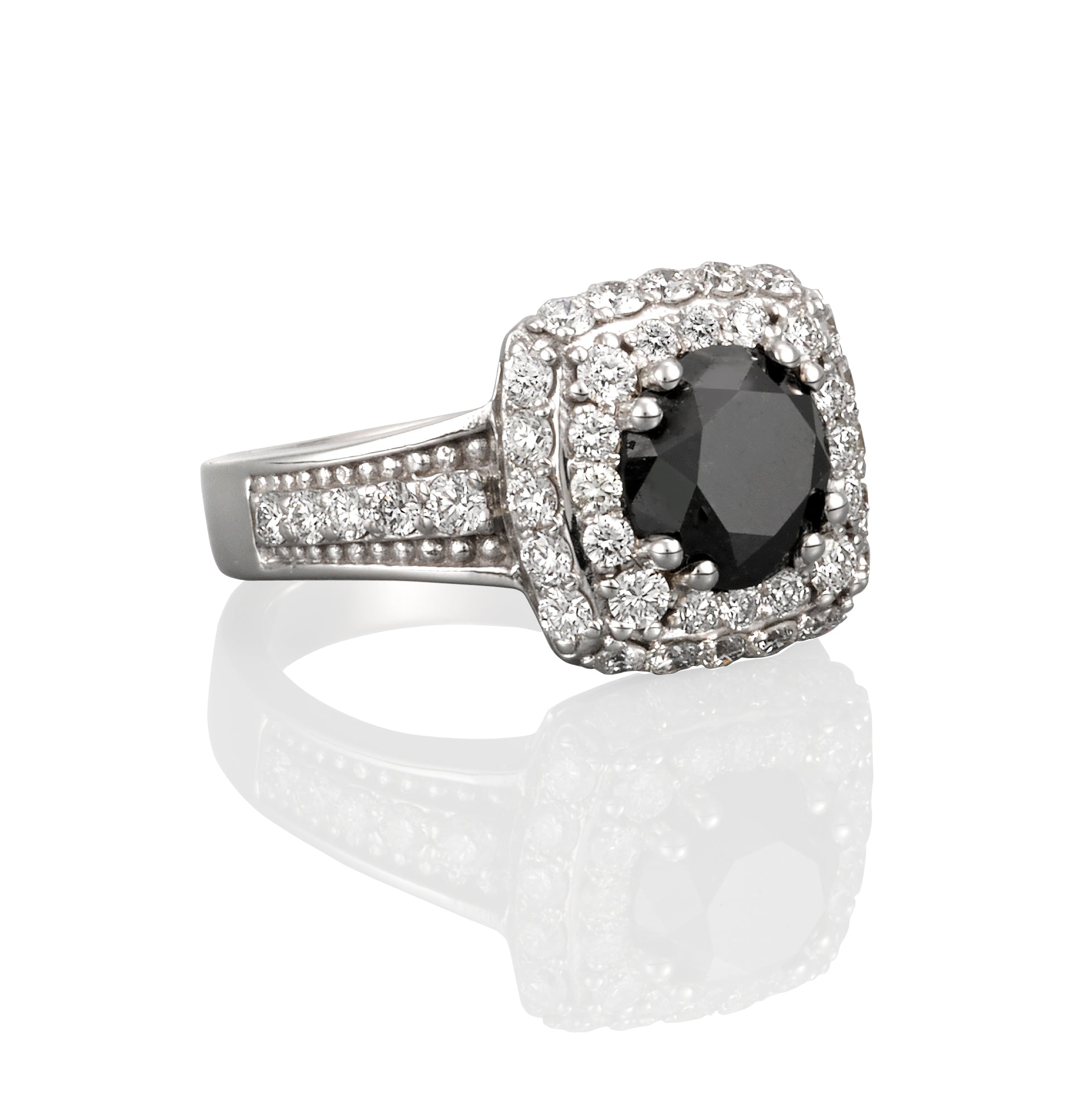 Black Diamond Double Halo Ring