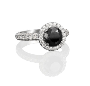 Black Diamond Halo Engagement Ring