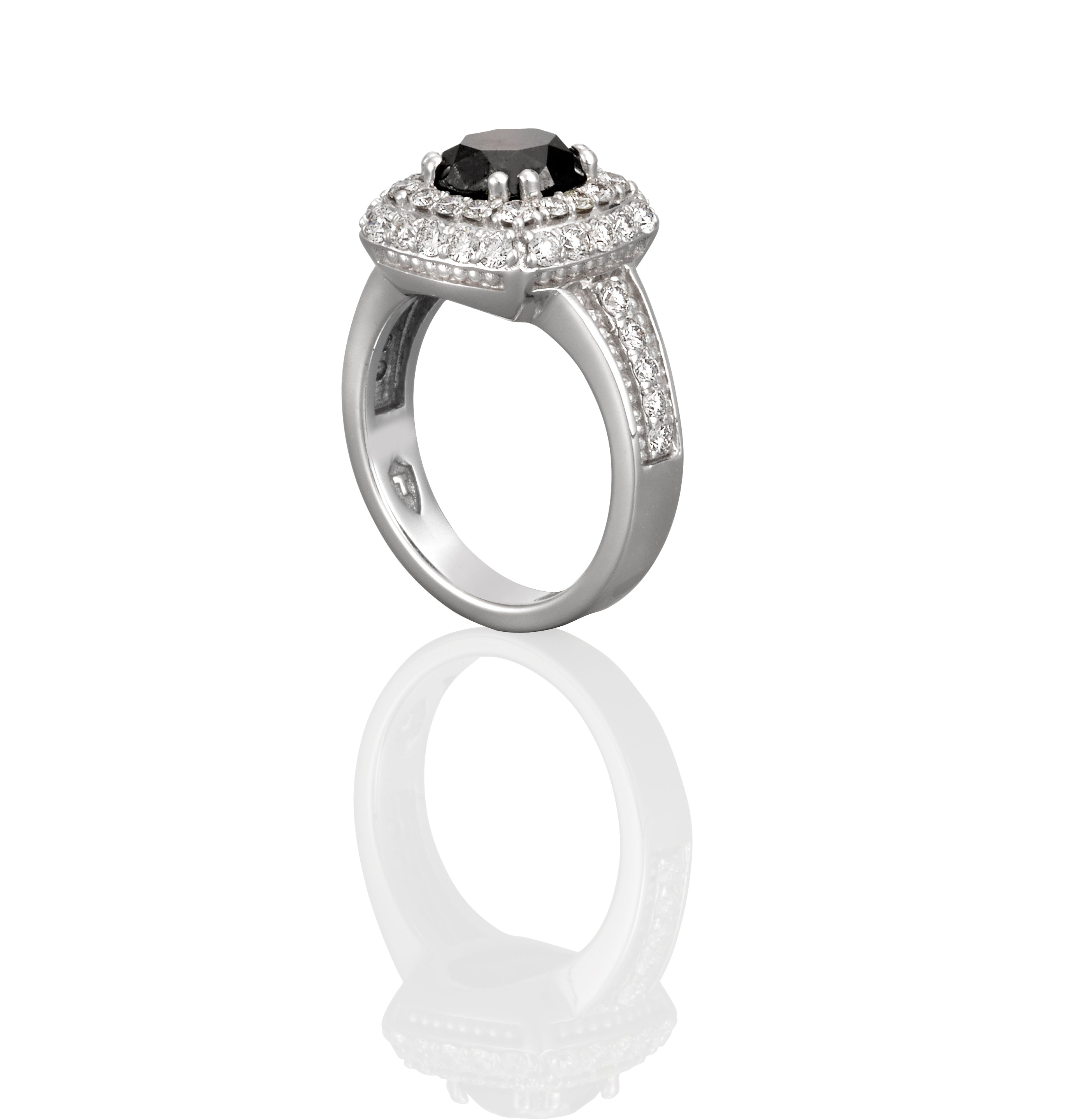Black Diamond Double Halo Ring