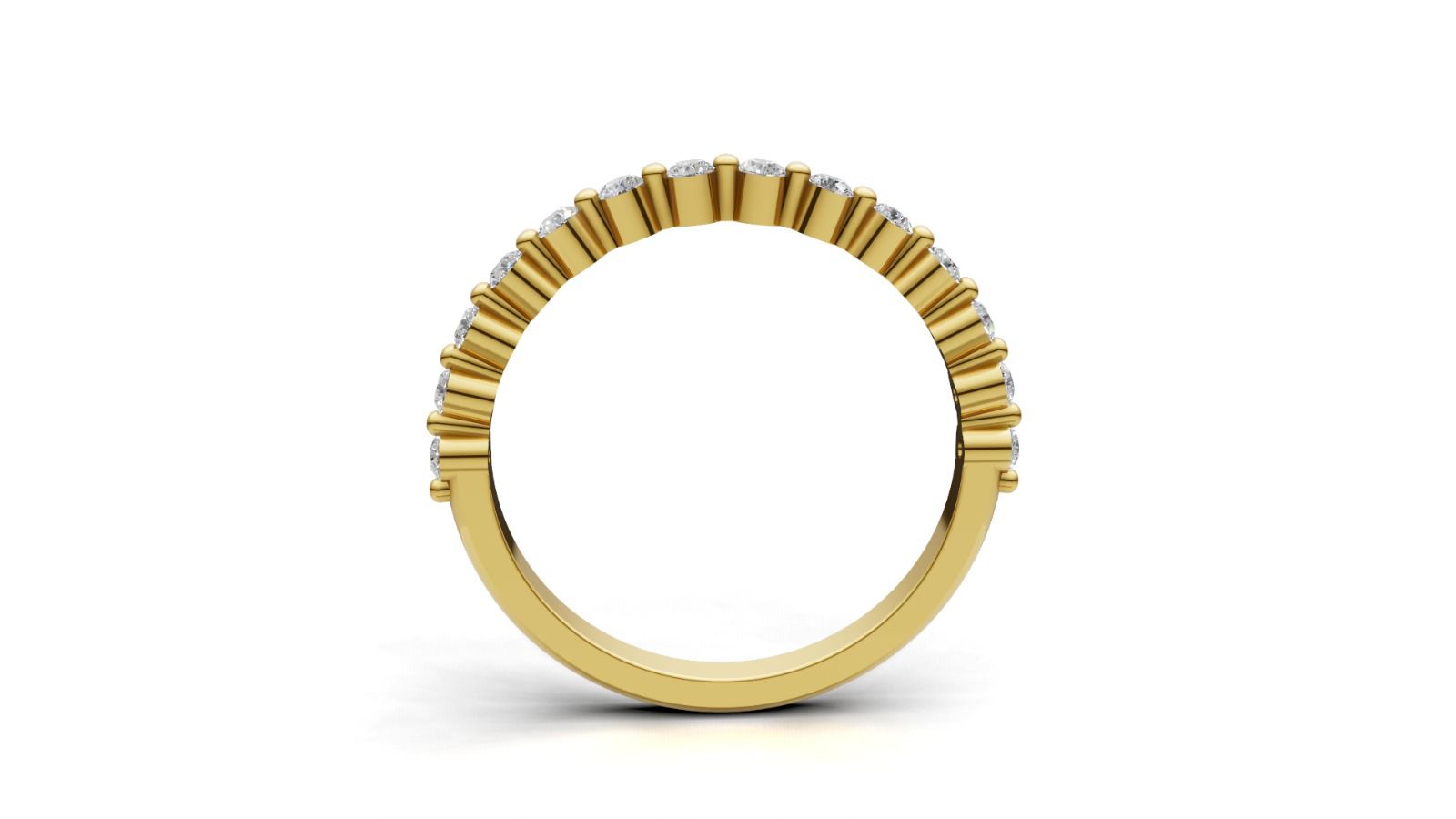 Yellow Gold Half Eternity Band with 14 Diamonds (0.295ct) Shared Claw Setting