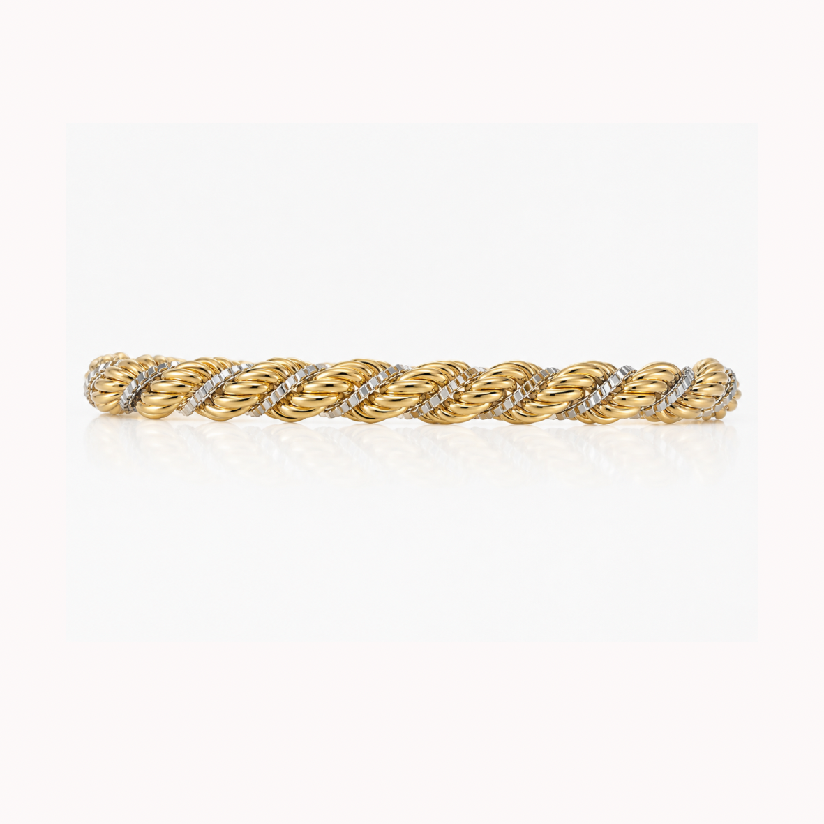 Handmade Two Tone 9ct Gold Rope Bracelet 5.60 Grams
