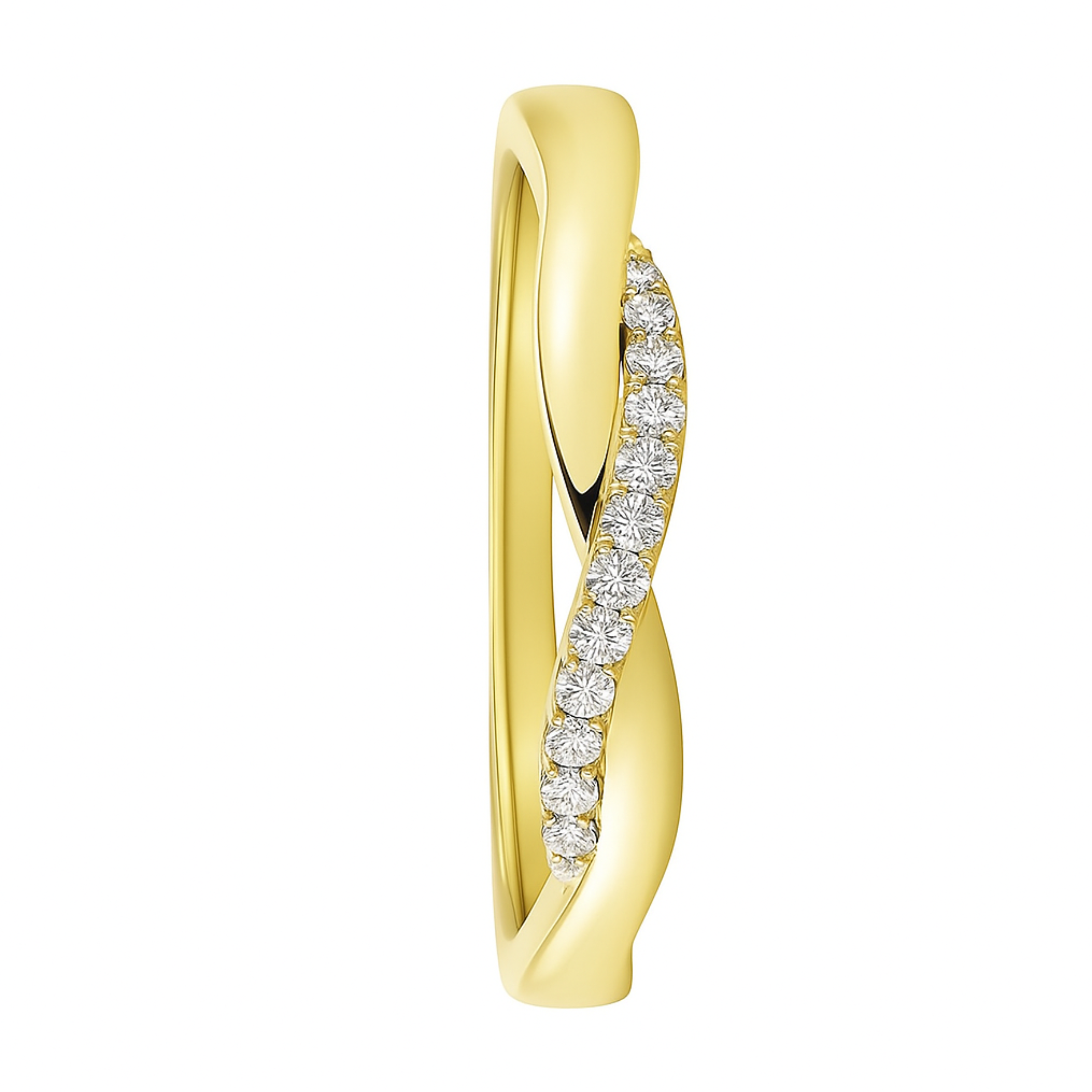 18K Yellow Gold Twist Diamond Wedding Band 0.22ct Natural Diamonds