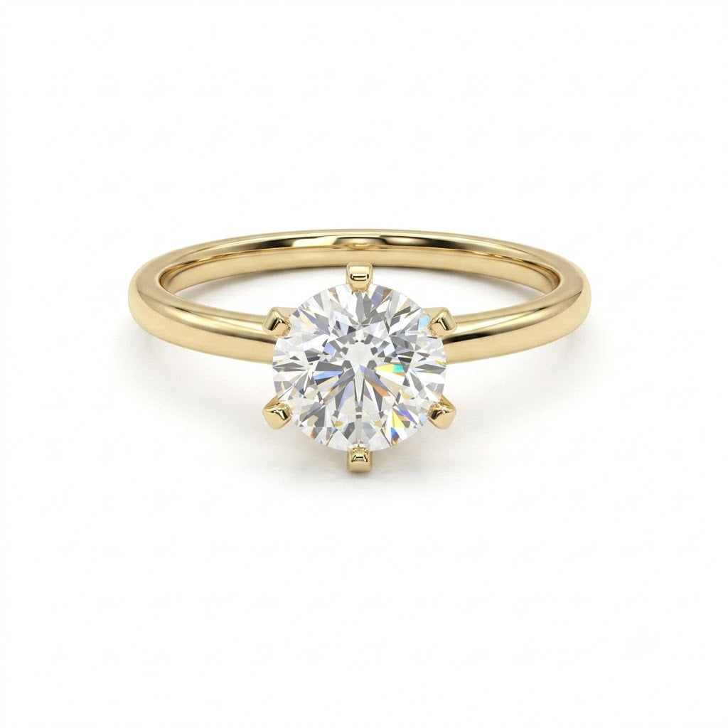 Six Claw Solitaire Yellow Gold Engagment Ring