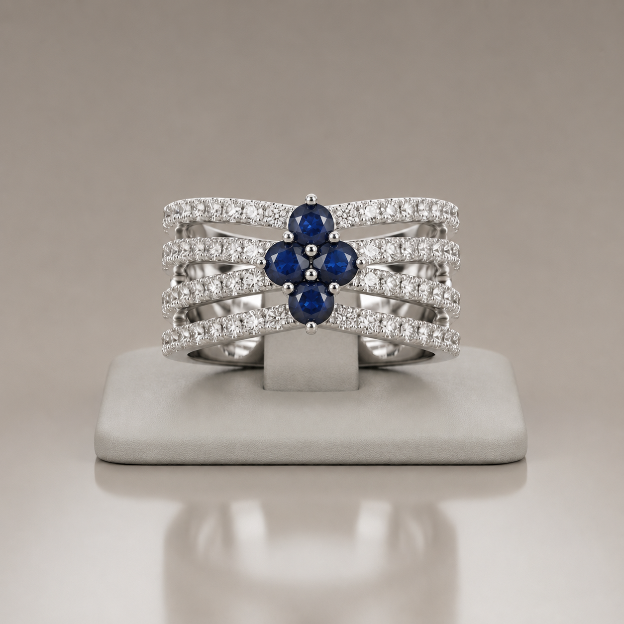 18ct White Gold iSapphire & Diamond Ring