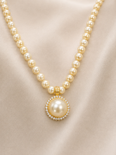 Load image into Gallery viewer, 14K Solid Yellow Gold Mabe Pearl &amp; Natural Diamond Pendant Necklace
