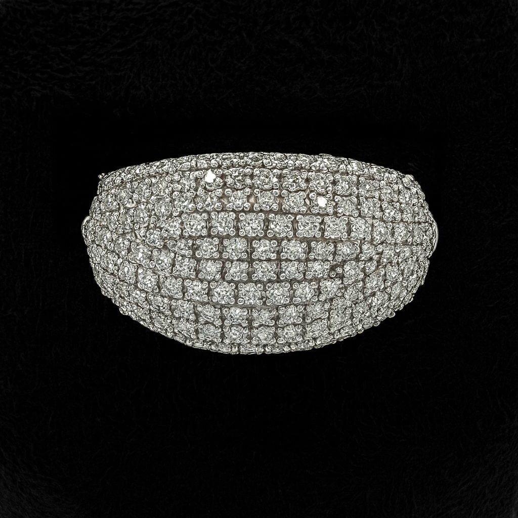 Solid  18 k White Gold Diamond Ring: Pavé Setting, 0.73ct Natural Diamonds