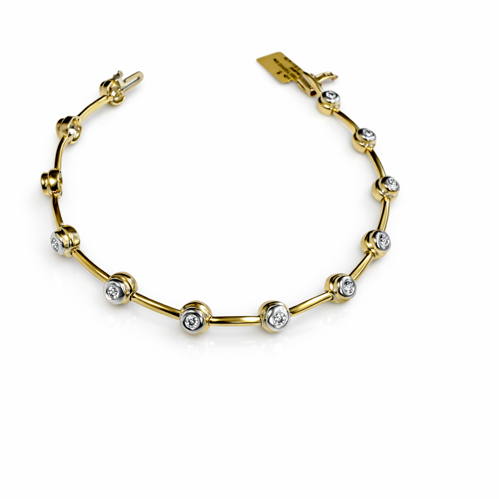10kt two-tone bezel bracelet with diamonds