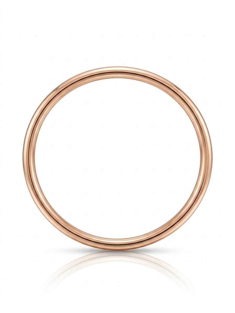Rose Gold Circle Bangle, Round Slip On Bangle 10.8g, 5.4mm Thick Polished Gold Bracelet