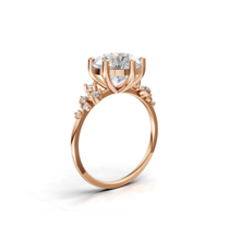 Load image into Gallery viewer, 18K Rose Gold Six Claw Cluster Engagement Ring ,Centre Diamond 3.00 carat
