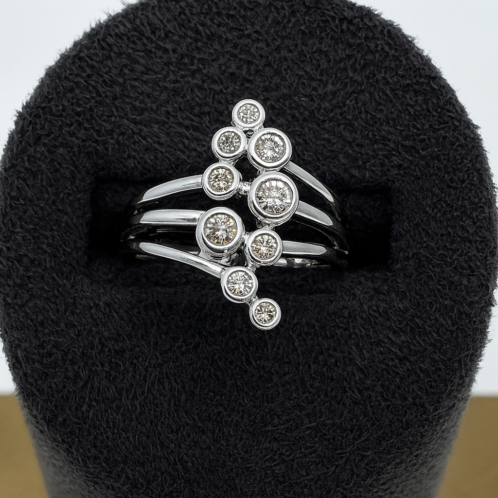 9ct White Gold Diamond Galaxy Orbit Ring - 0.34ct Natural Diamonds