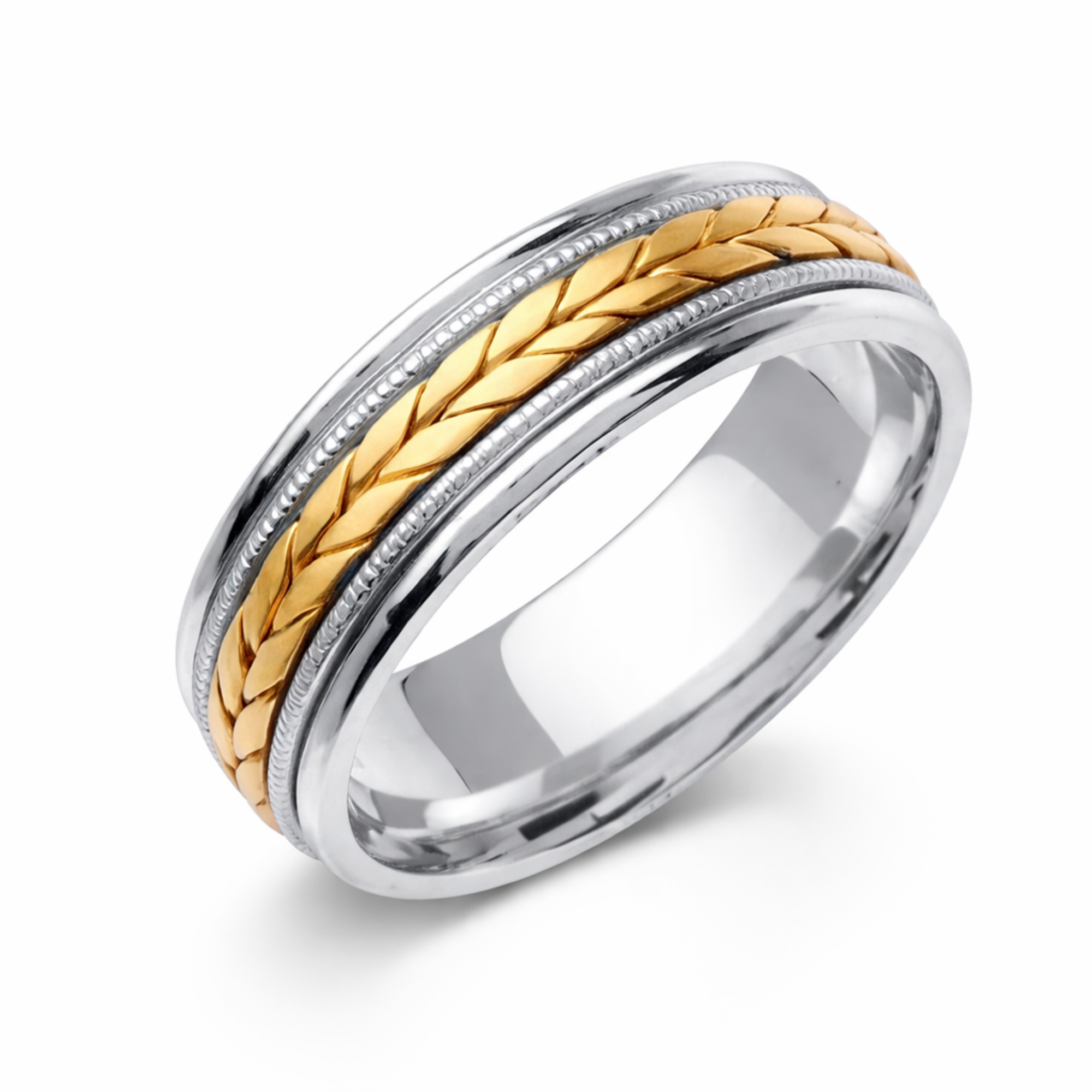 14K Two Tone Gold Braided Wedding Band