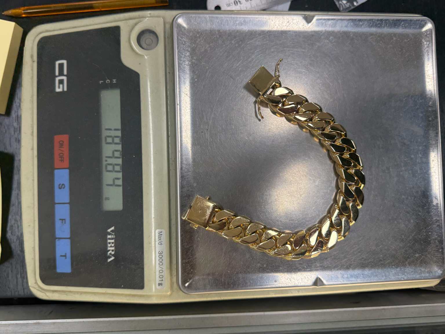 Solid 9ct Yellow Gold Cuban Link Wide Bracelet