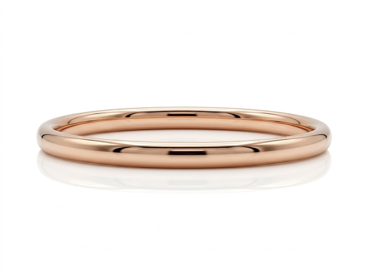 Rose Gold Circle Bangle, Round Slip On Bangle 10.8g, 5.4mm Thick Polished Gold Bracelet