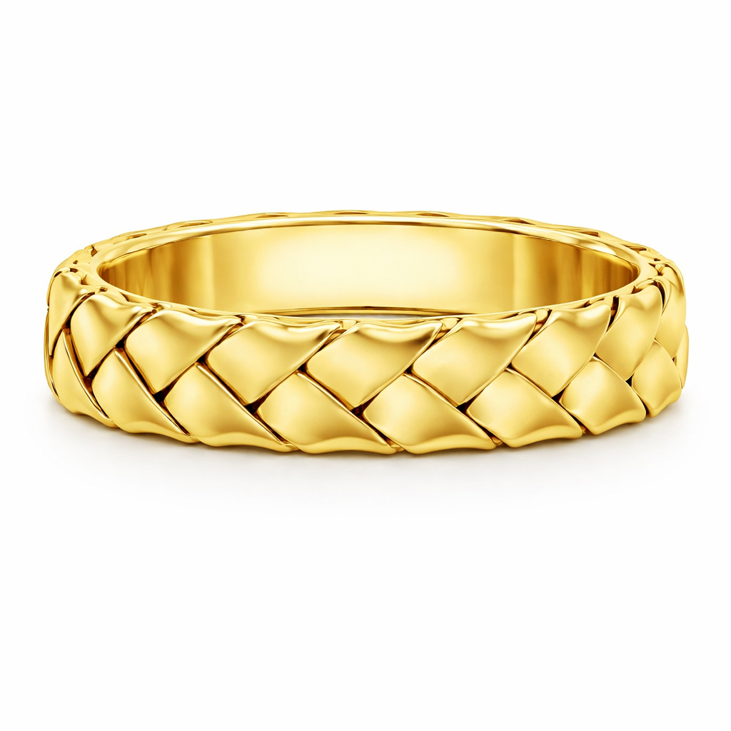 White Or Yellow Gold Hand Braided Ring Band