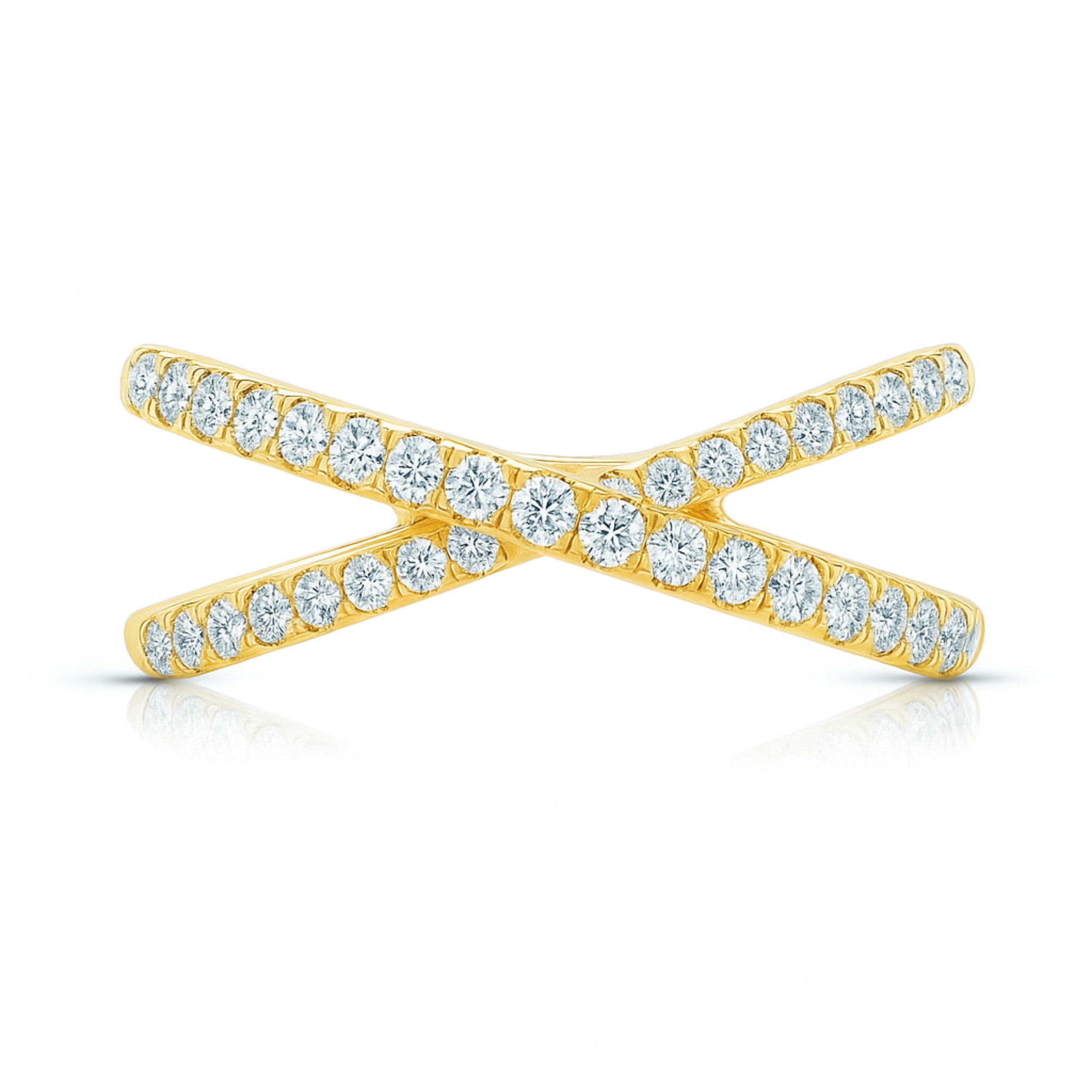 18K Yellow Gold Crossover Diamond Ring 0.55ct Natural F/VS Diamonds