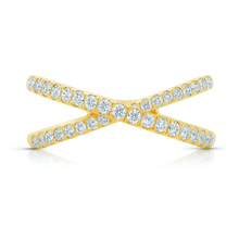 Load image into Gallery viewer, 18K Yellow Gold Crossover Diamond Ring 0.55ct Natural F/VS Diamonds
