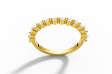 Load image into Gallery viewer, Yellow Gold Half Eternity Band with 14 Diamonds (0.295ct) Shared Claw Setting
