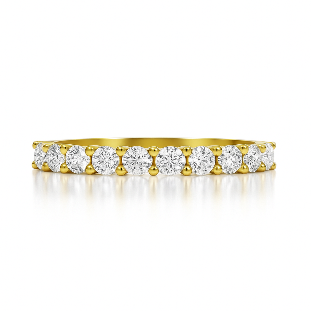18K Yellow Gold Diamond Band 0.50ct Claw Set Design