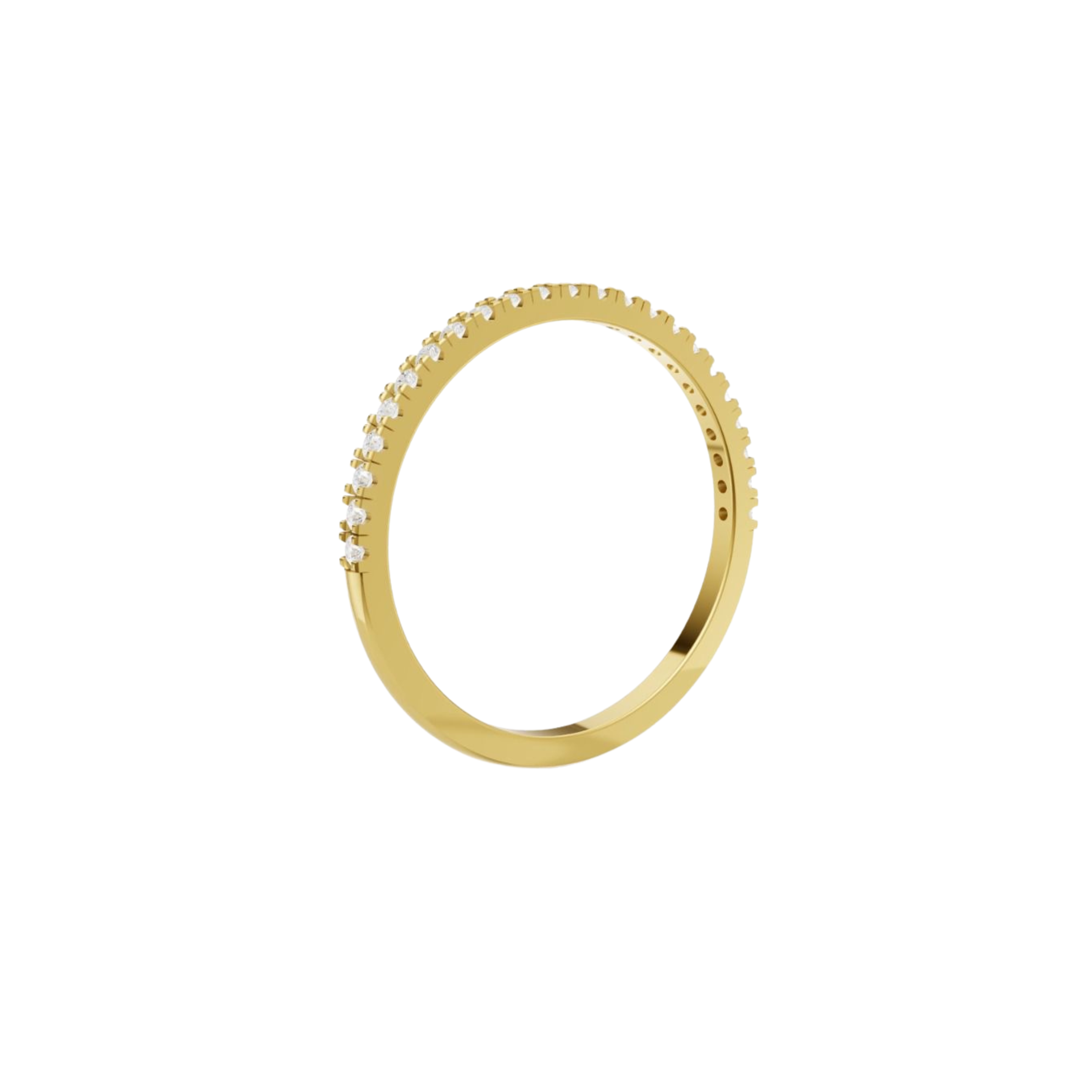 Yellow Gold Half Eternity Band with 23  Diamonds (0.185ct) Cut Claw Setting