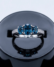 Load image into Gallery viewer, White Gold London Blue Topaz &amp; Diamond Trilogy Ring – Natural
