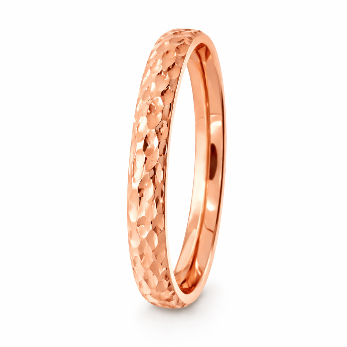Hammered Wedding Band - 14 K Rose Gold