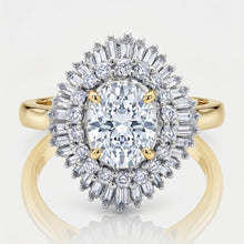 Load image into Gallery viewer, 18K Yellow Gold Ballerina Engagement Ring-2.00 ct VS/F -Oval Shape
