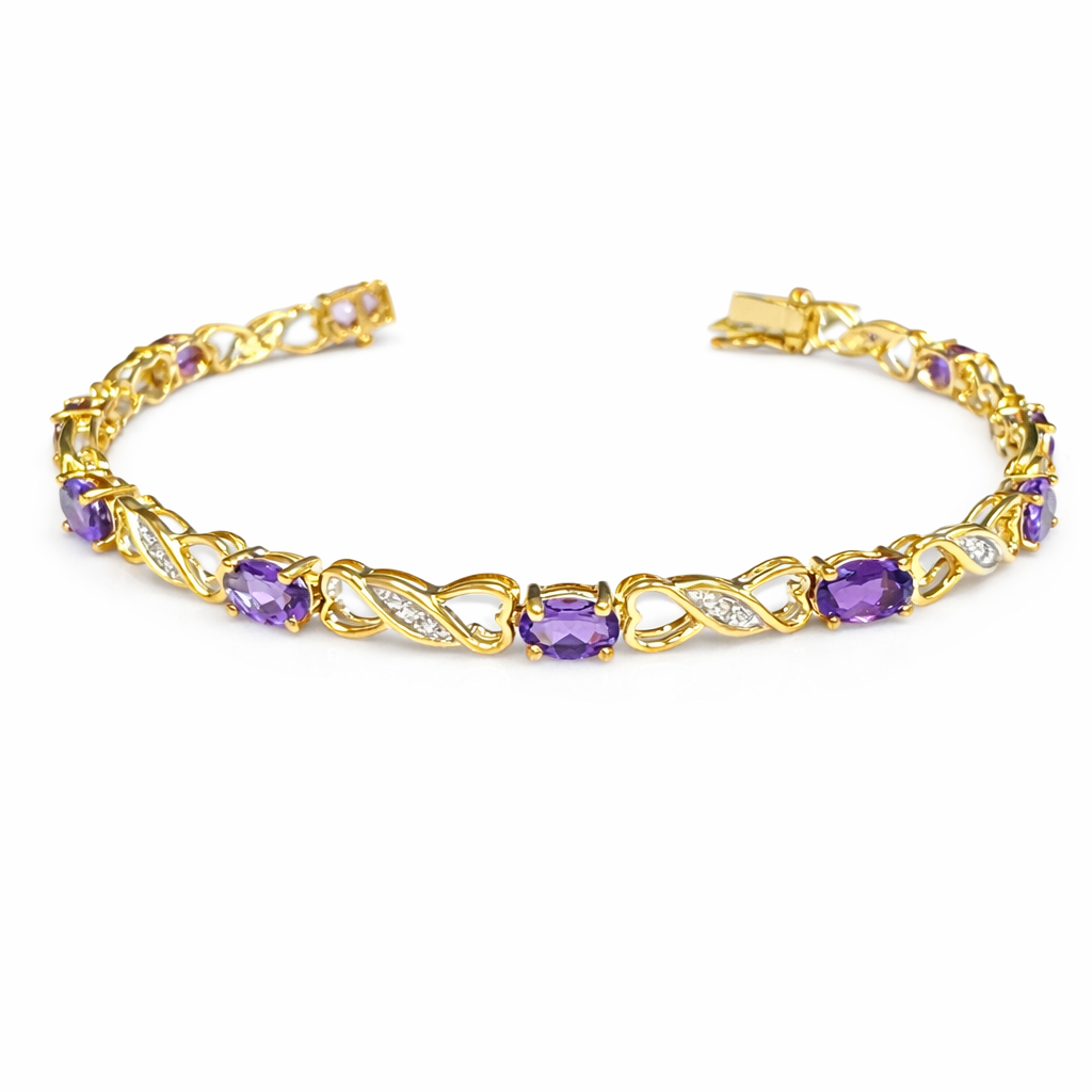 9ct Yellow gold Amethyst bracelet