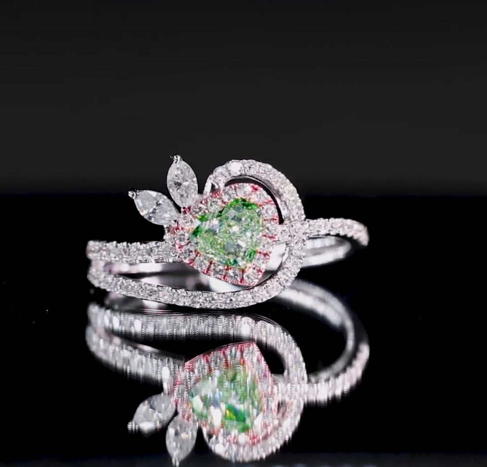 Natural Green Diamond Flower Ring