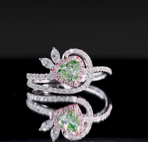 Natural Green Diamond Flower Ring