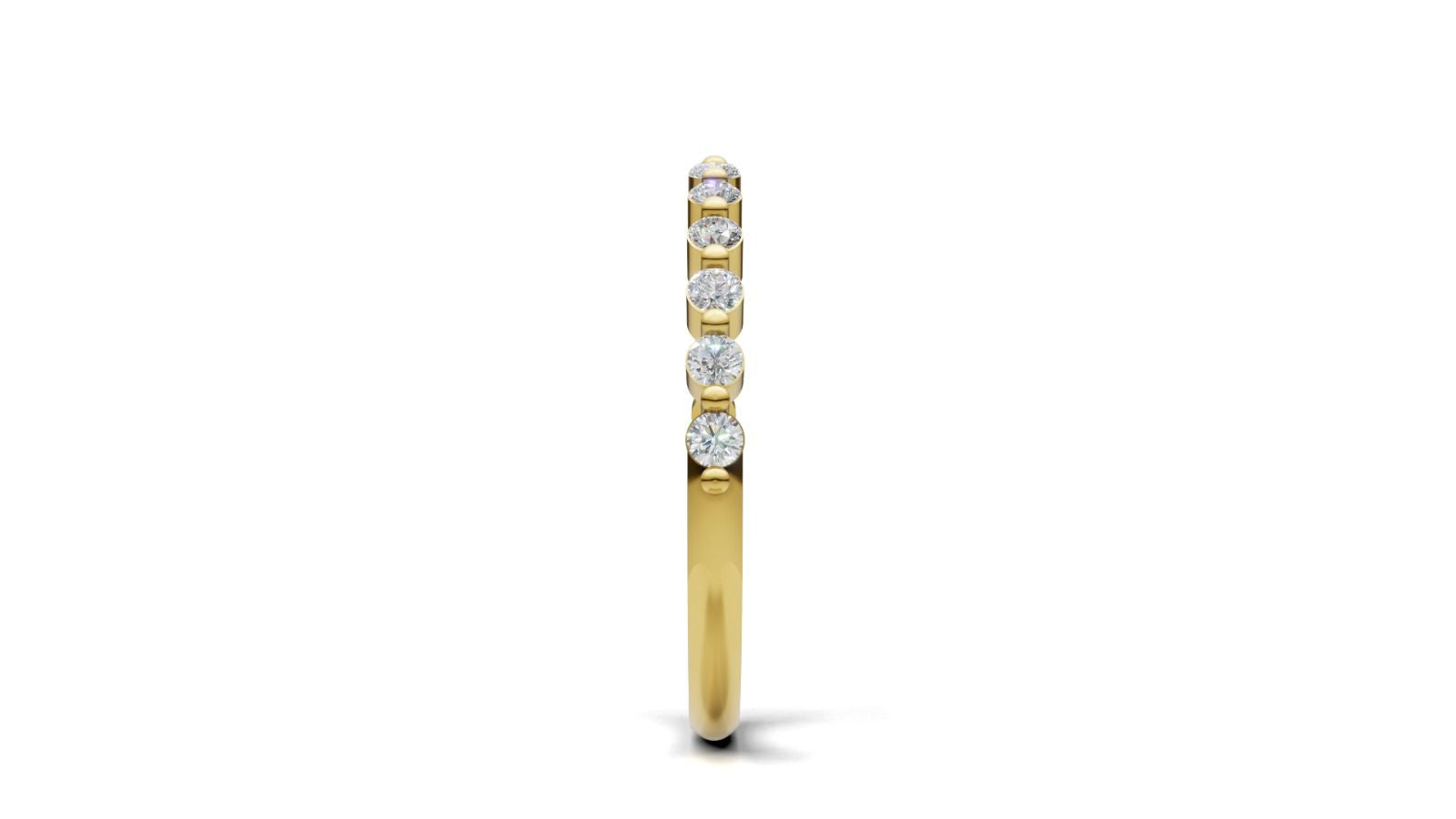 Yellow Gold Half Eternity Band with 14 Diamonds (0.295ct) Shared Claw Setting