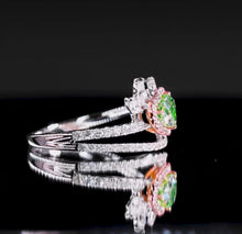 Load image into Gallery viewer, Natural Green Diamond Flower Ring
