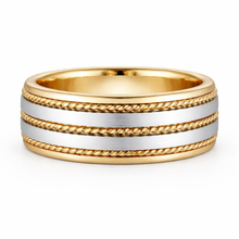 Load image into Gallery viewer, Two Tone 14K White &amp; Yellow Gold Hand Braided Wedding Band Ring
