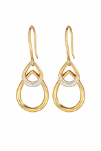 Load image into Gallery viewer, Yellow Gold Drop Earrings with Natural Diamonds, Dangle Earrings | Elegant Teardrop Earrings
