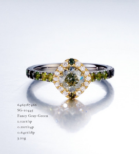 Fancy Gray-Green Diamond Engagement Ring
